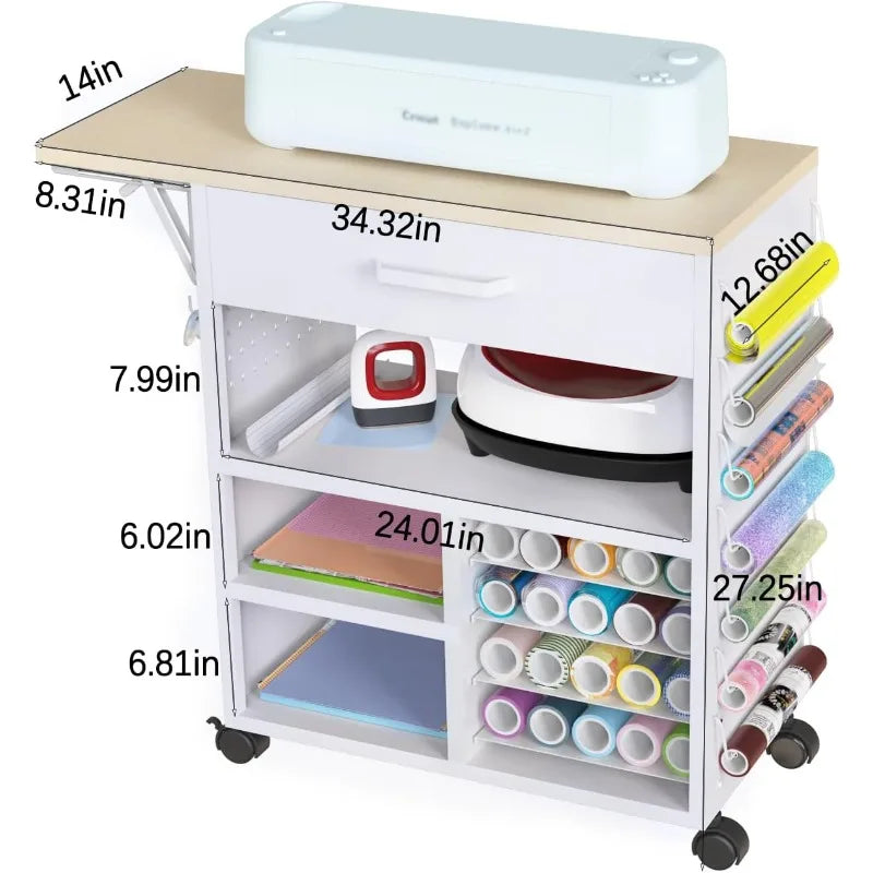 Rolling Craft Cart with Storage Drawers & Wheels - Mobile Craft Organizer Heavy Duty