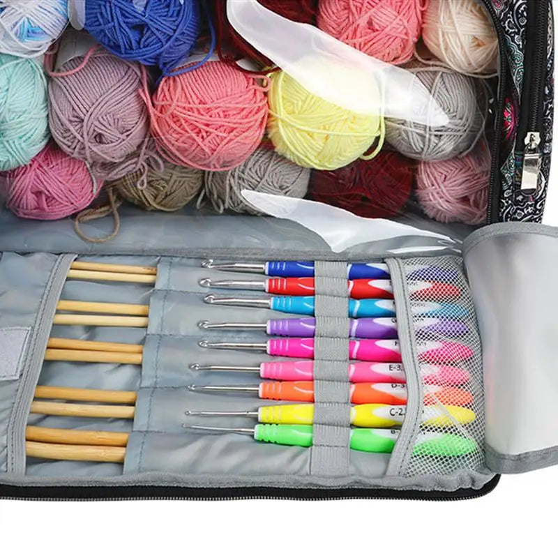 Yarn Storage Bag Large Organizer For Crochet Hooks Needles Knitting Bag For Crochet Hooks Knitting Needles Project And Supplies