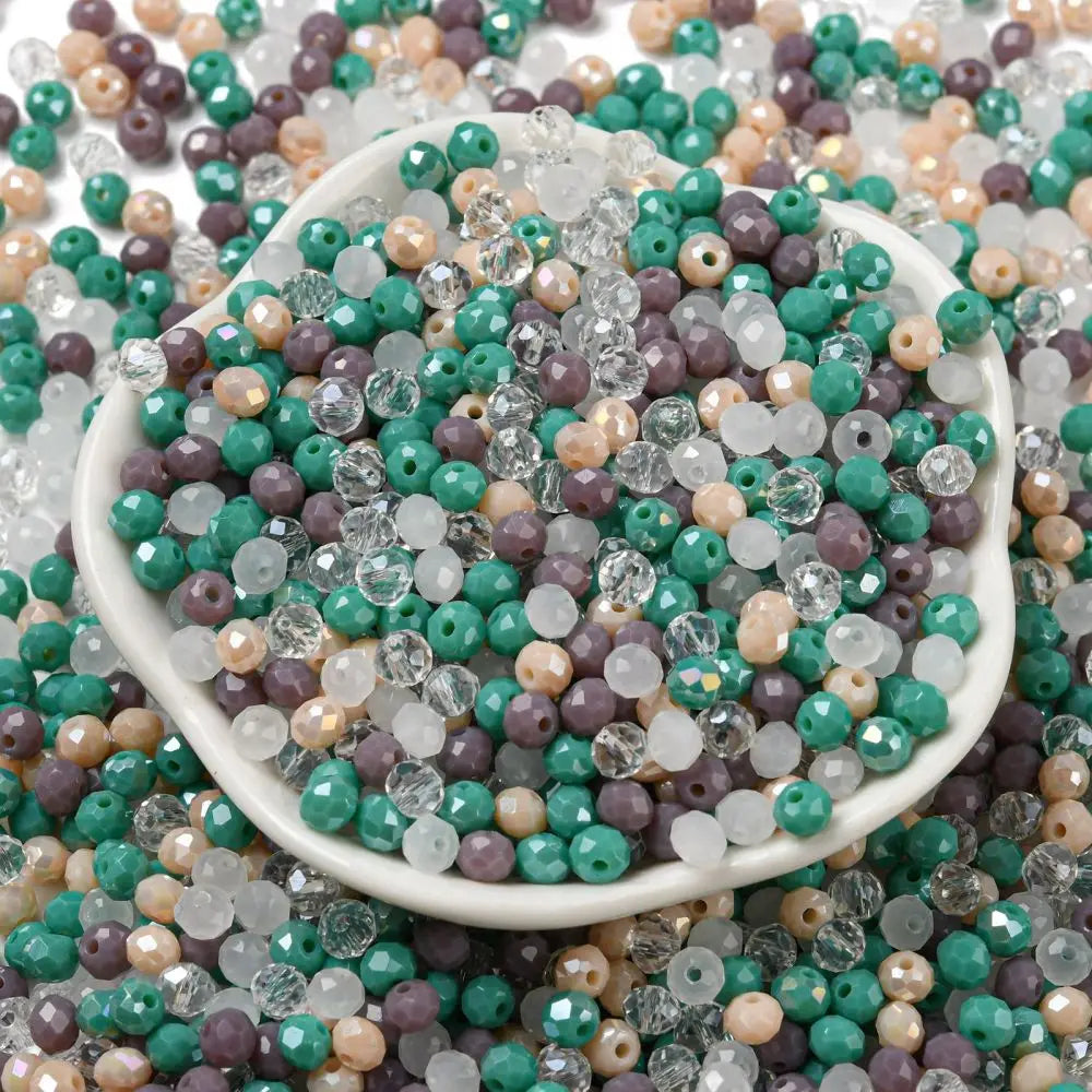 about 60g Faceted Glass Beads 4mm 6mm Rondelle Spacer Loose Beads for Earring Bracelet Necklace Jewelry DIY Craft Making