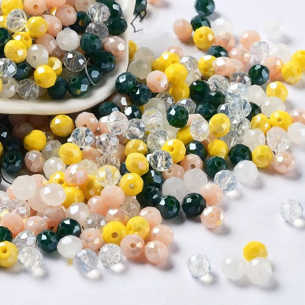 about 60g Faceted Glass Beads 4mm 6mm Rondelle Spacer Loose Beads for Earring Bracelet Necklace Jewelry DIY Craft Making