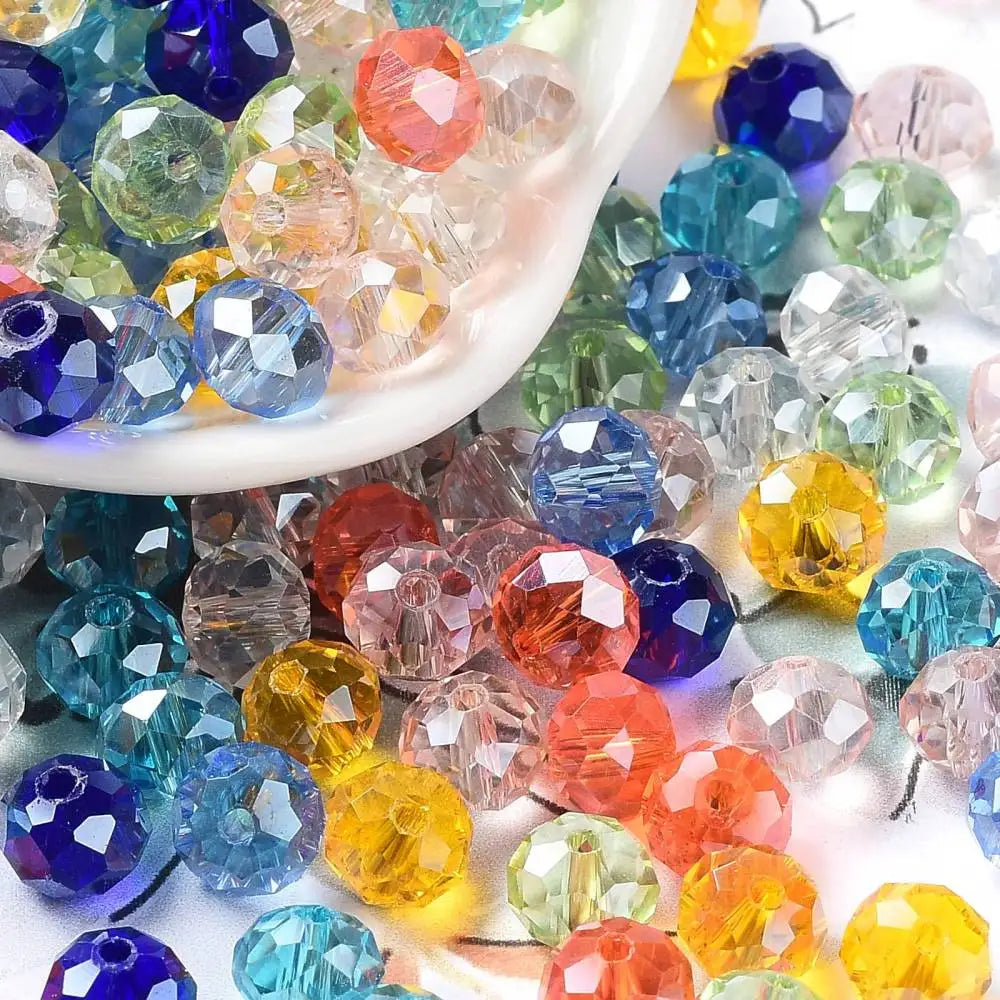 about 60g Faceted Glass Beads 4mm 6mm Rondelle Spacer Loose Beads for Earring Bracelet Necklace Jewelry DIY Craft Making