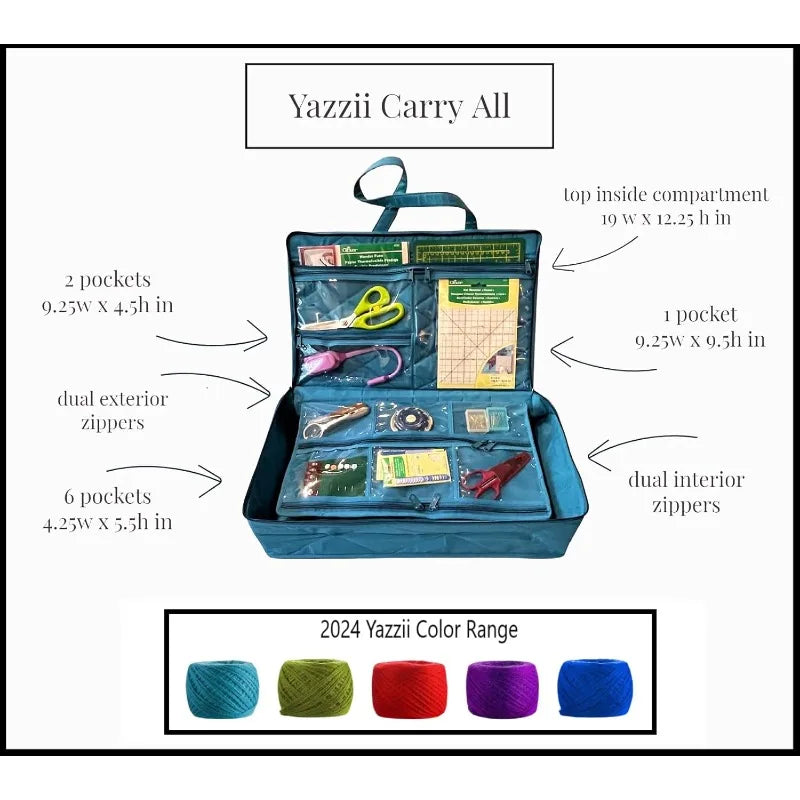 Craft Storage Bag with 20 pockets for Quilting Supplies, Sewing Notions, Embroidery &