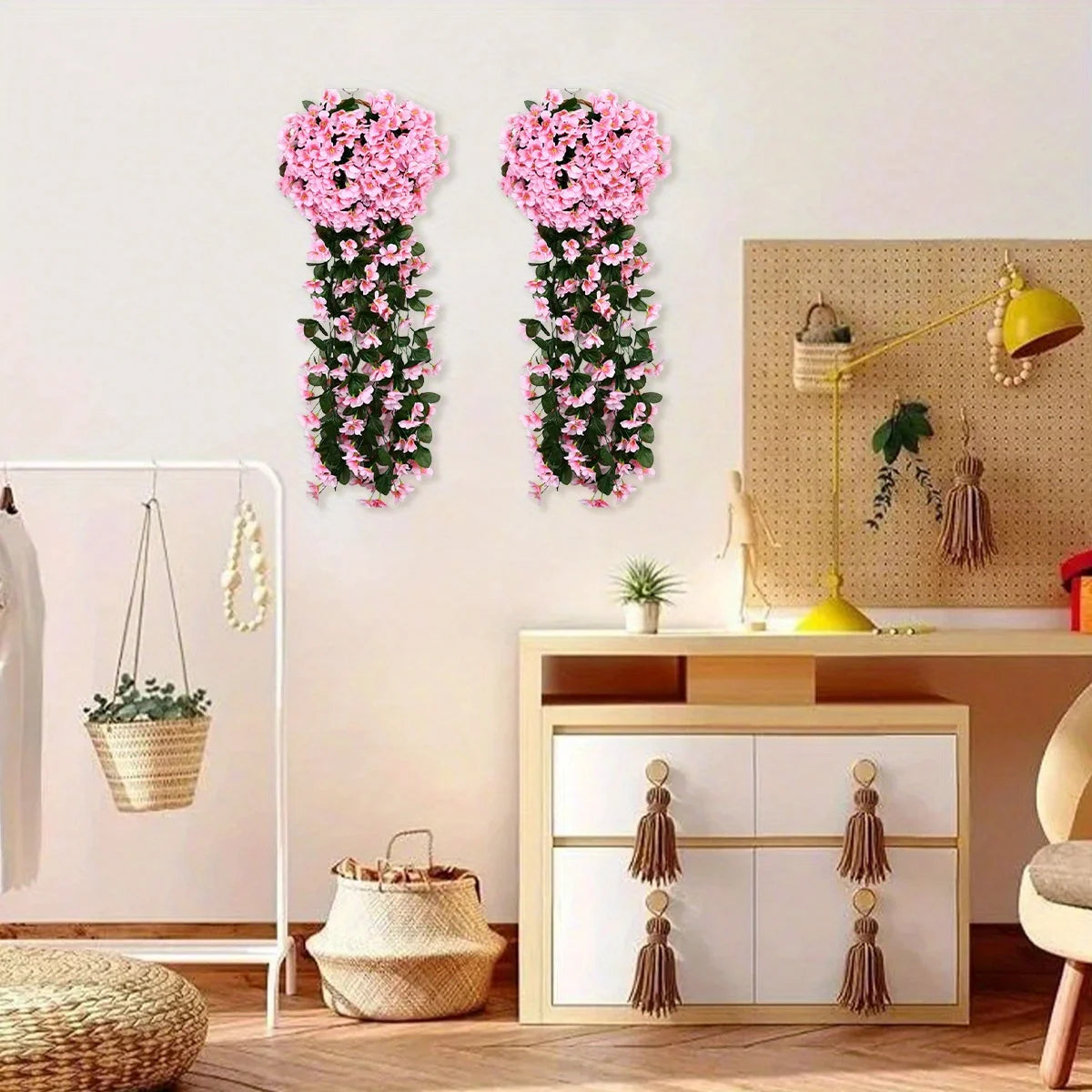 2 件 Violet Ivy Flowers Lifelike Hanging Plant 31.5in