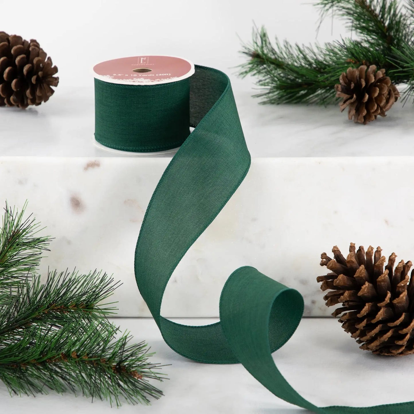 Solid Green Wired Edge Craft Christmas Ribbon 2.5 X 10 Yards - 2.5
