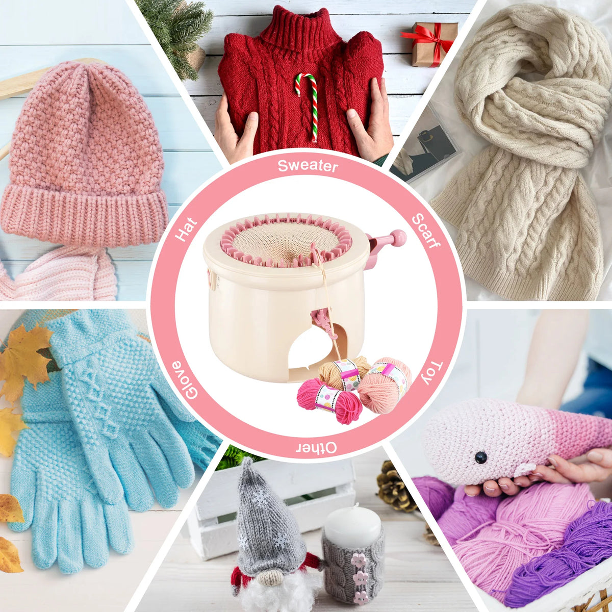 Knitting Machine 32 Needles Dual Mode Knitting Wheel For Socks Scarf Hats For Adults Children Xmas DIY Gift Hand Woven Machine