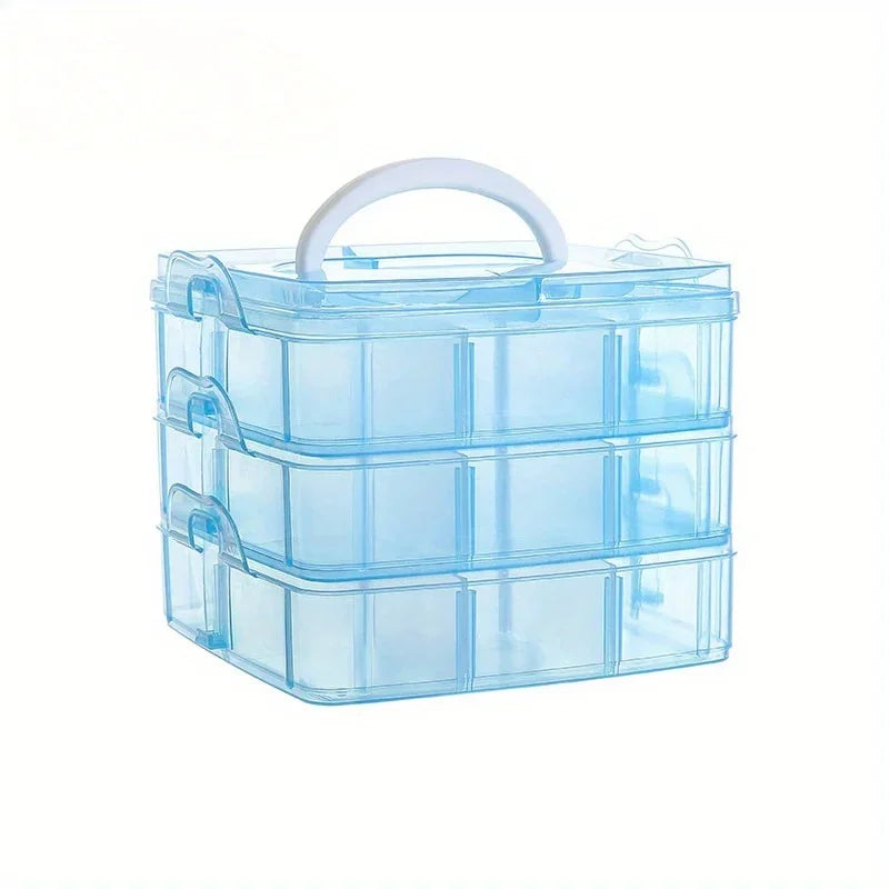 3-layer 18 Compartment Transparent Storage Box, Jewelry and Toy Storage Box, Suitable for Kitchen, Jewelry Organizer
