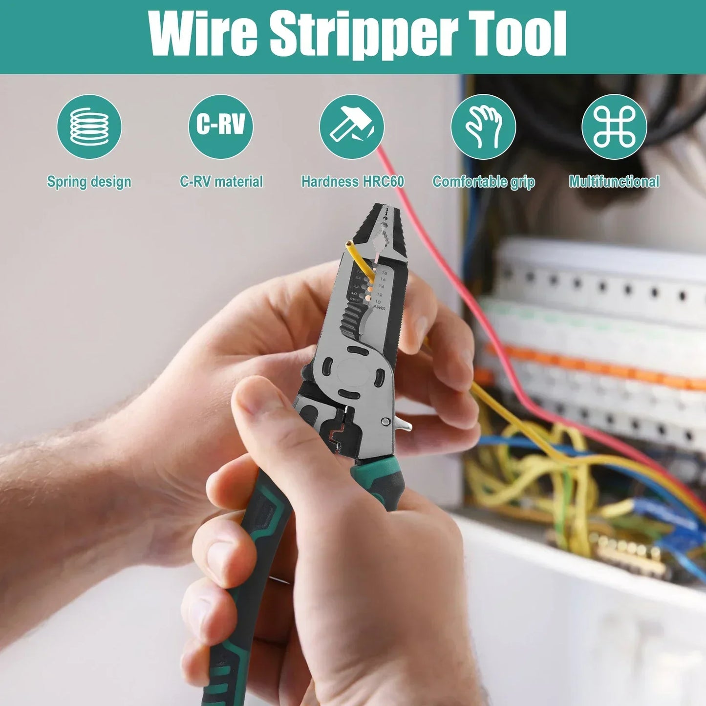 10 IN 1 Wire Stripper HCS Multifunctional Pliers Wire Crimper Cutting Deburring Tool for Electrician Industry Household