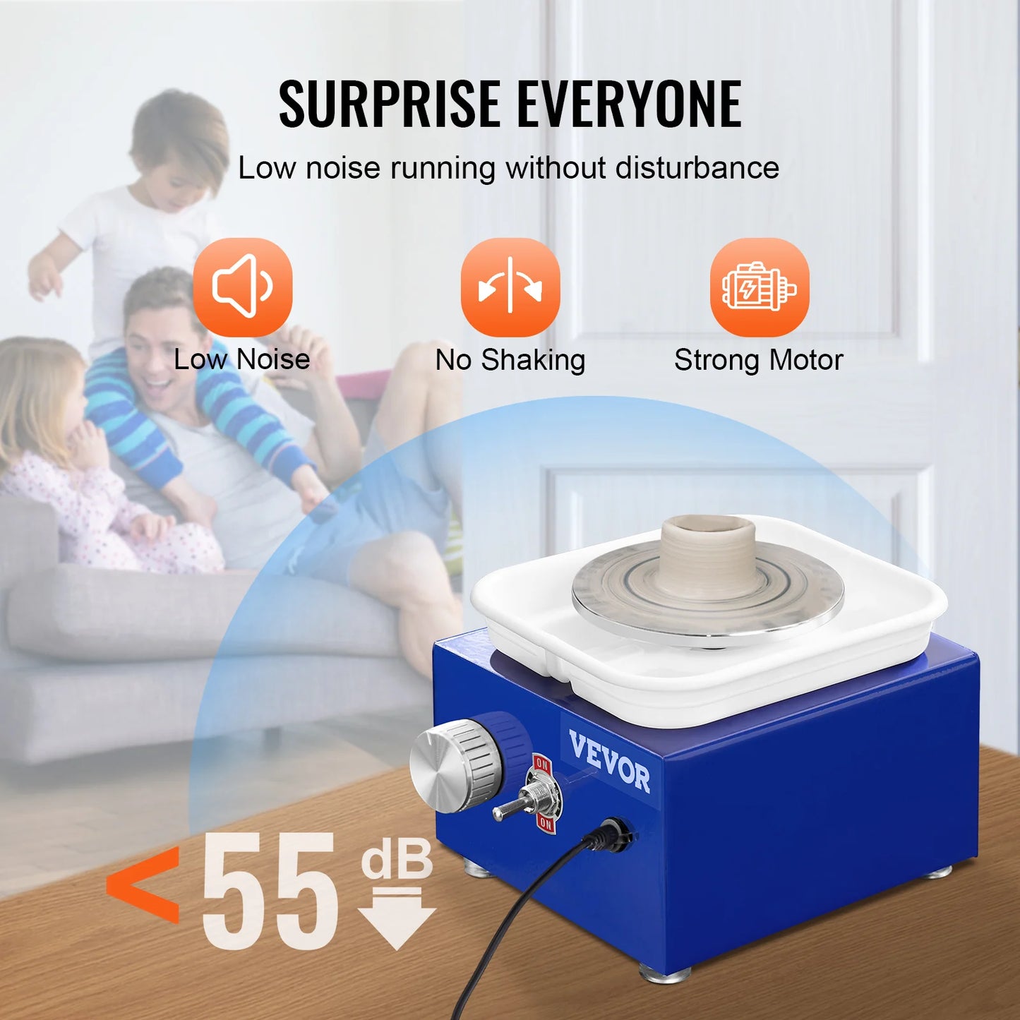 SucceBuy 2.6in/3.9in Mini Pottery Wheel 2 Turntables Ceramic Wheel Forming Machine Adjustable 0-300RPM Speed Detachable Basin