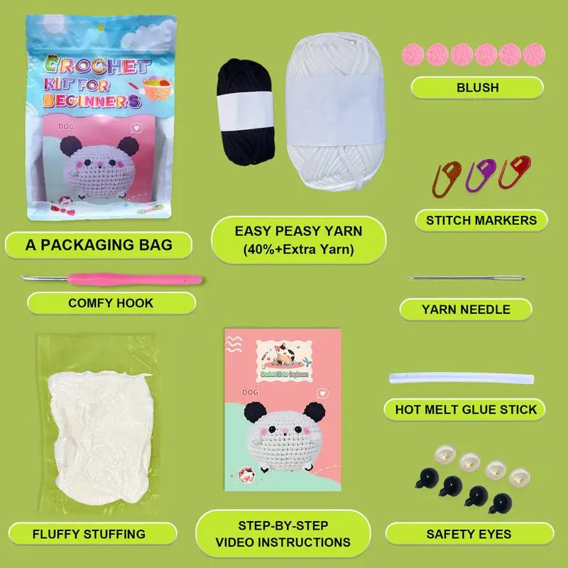 Crochet Kit For Beginners Beginners Crochet Kit With Yarn Knitting Kit Small Craft Keychain Pendant Puppy Doll Knitting Set For