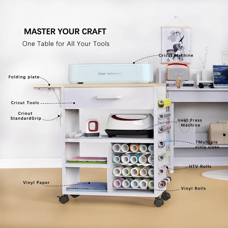 Rolling Craft Cart with Storage Drawers & Wheels - Mobile Craft Organizer Heavy Duty