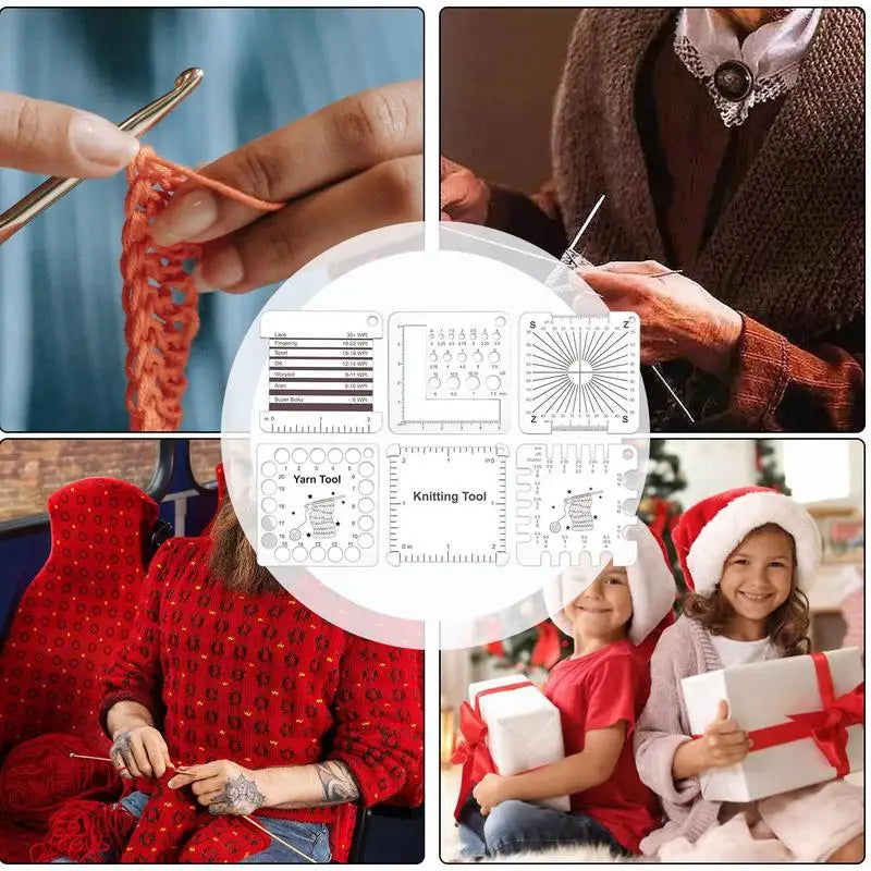 Clear Sewing Ruler 6pcs Yarn & Knitting Ruler Acrylic Clear Scales Crochet Gauge Measuring Tool for Spinners