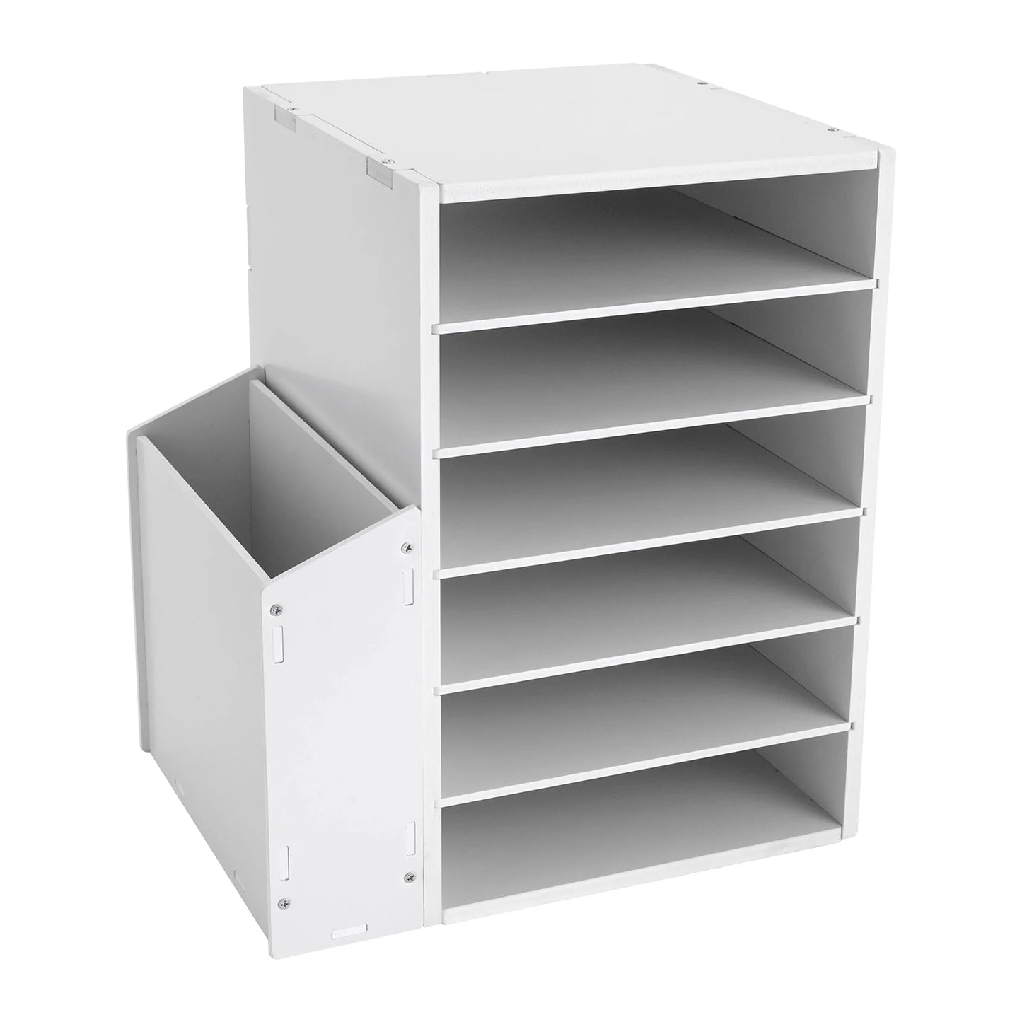 10*11.8*16.1in 6-Tier Desktop Organizer with Side Storage Cabinet File Sorter Holder for Home Office White