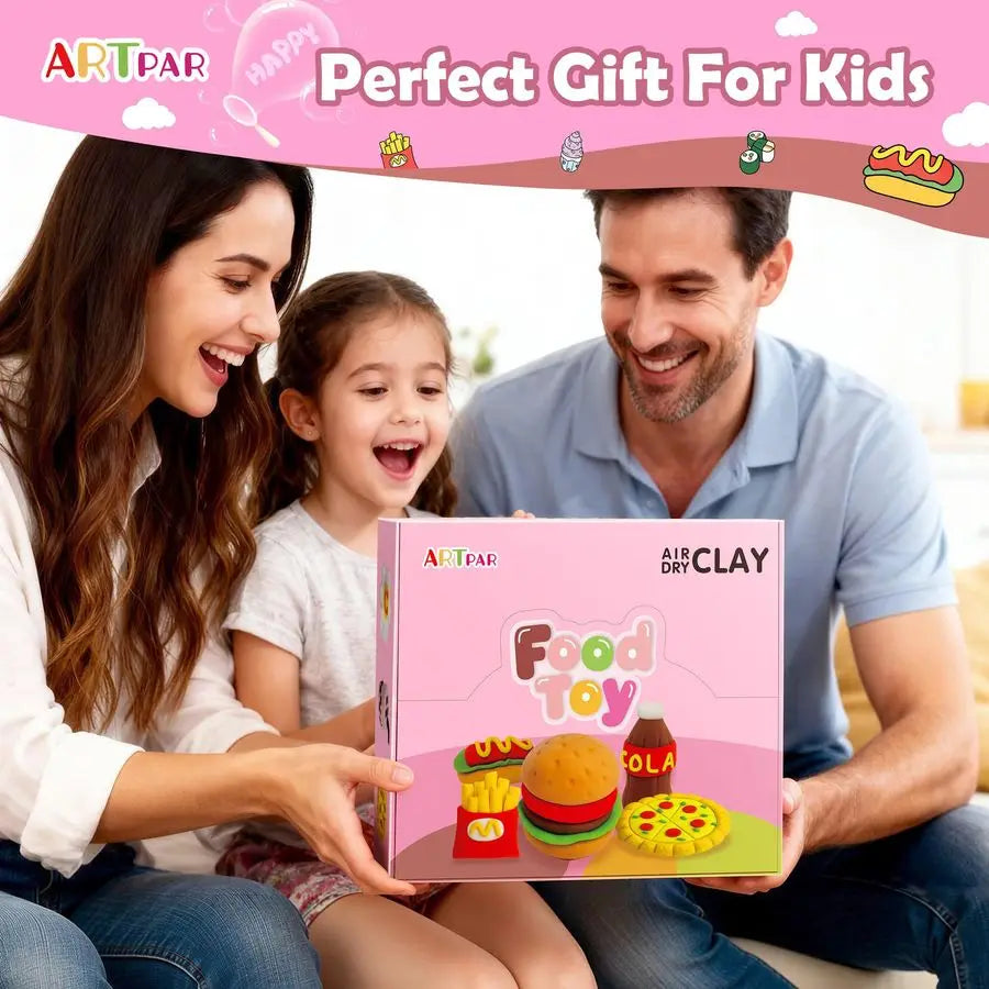 Dry Clay Kit for Kids,12 Box Mini Food Modeling Magic Clay Sculpting Set,Safe NonSticky,Ultra Light amp Soft,Arts amp Crafts Fun