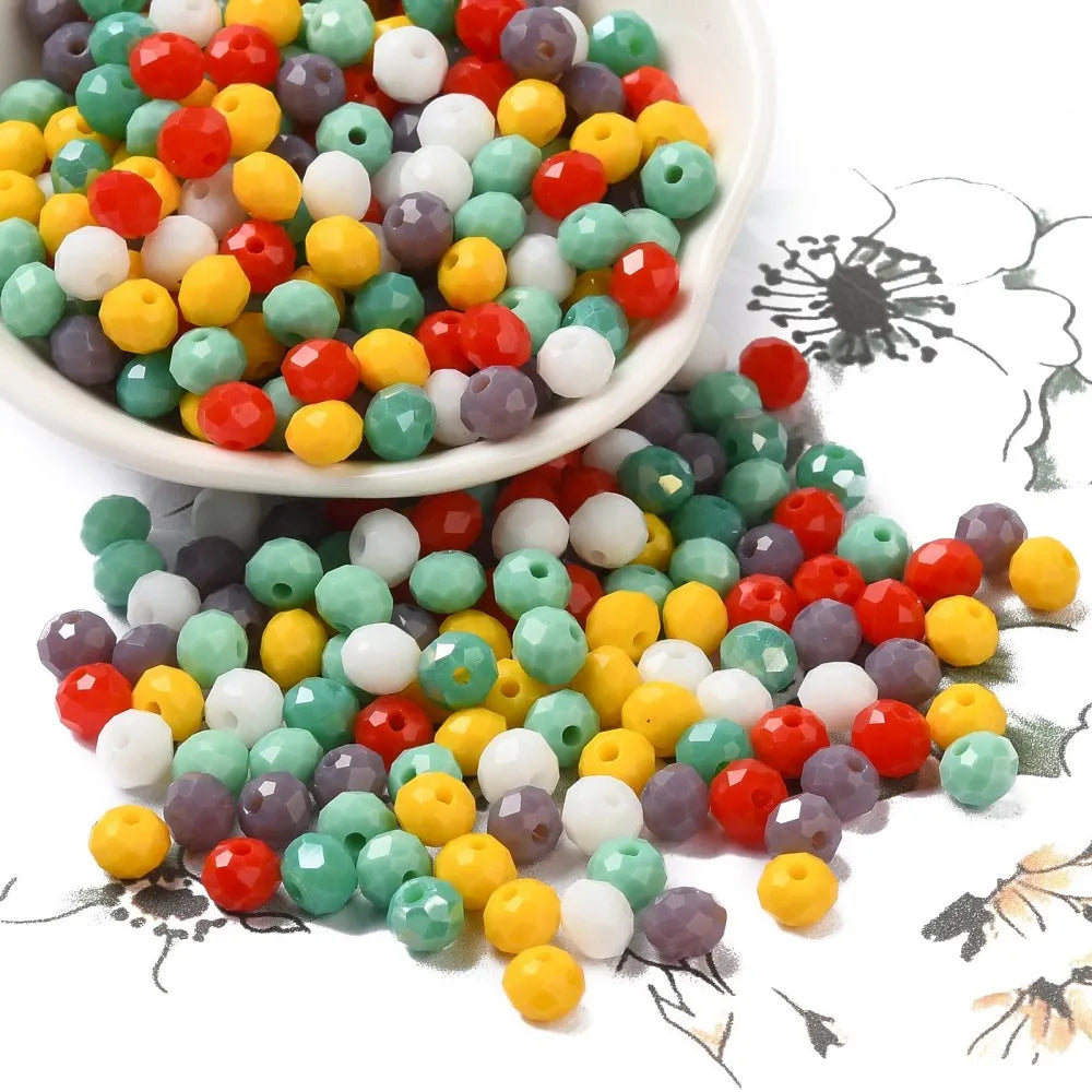 about 60g Faceted Glass Beads 4mm 6mm Rondelle Spacer Loose Beads for Earring Bracelet Necklace Jewelry DIY Craft Making
