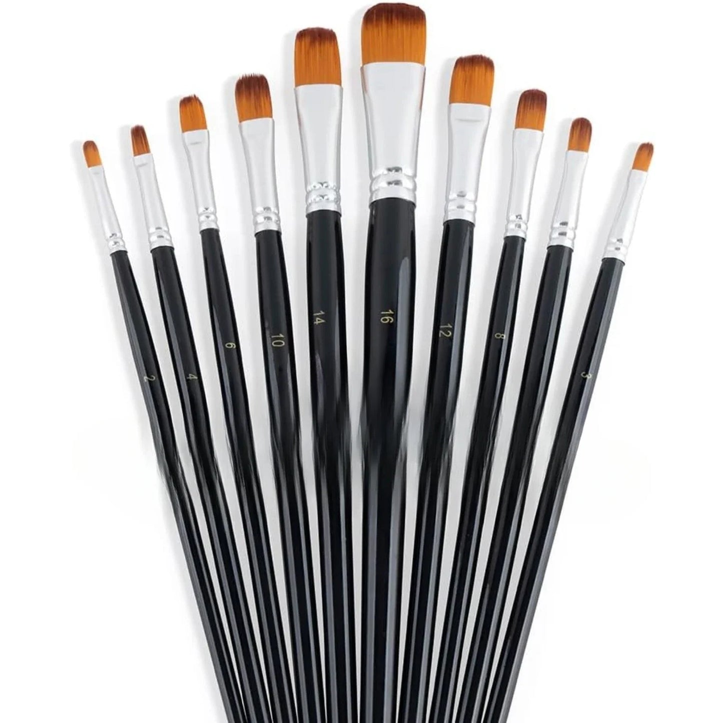 11pcs Round Paint Brush Basic Set for Watercolor, Acrylic, Gouache, Ink, and Tempera Painting