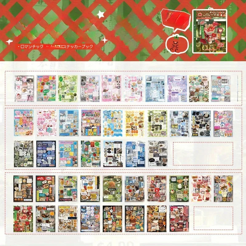 3 types of film cutting sticker books in a retro comic style, DIY planner scrapbook, creative and exquisite sticker books