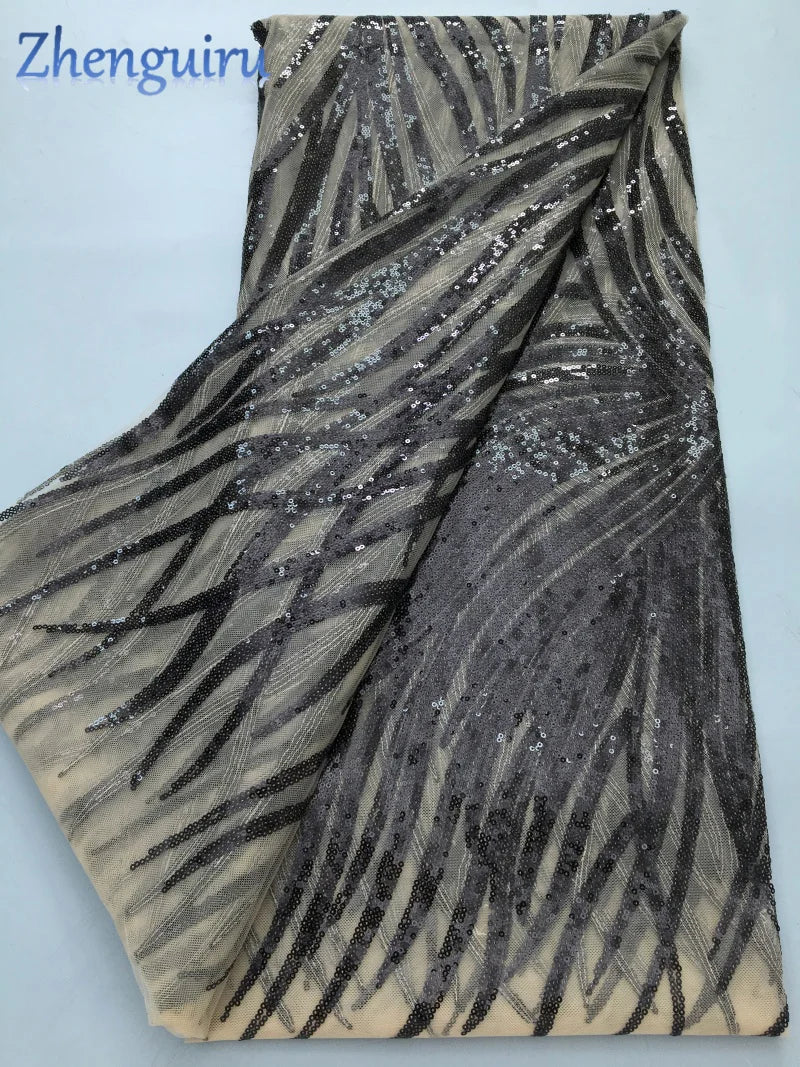 Green Nigerian Lace Fabric 2025 5 Yards Luxury African Mesh Tulle Lace Fabric A4340