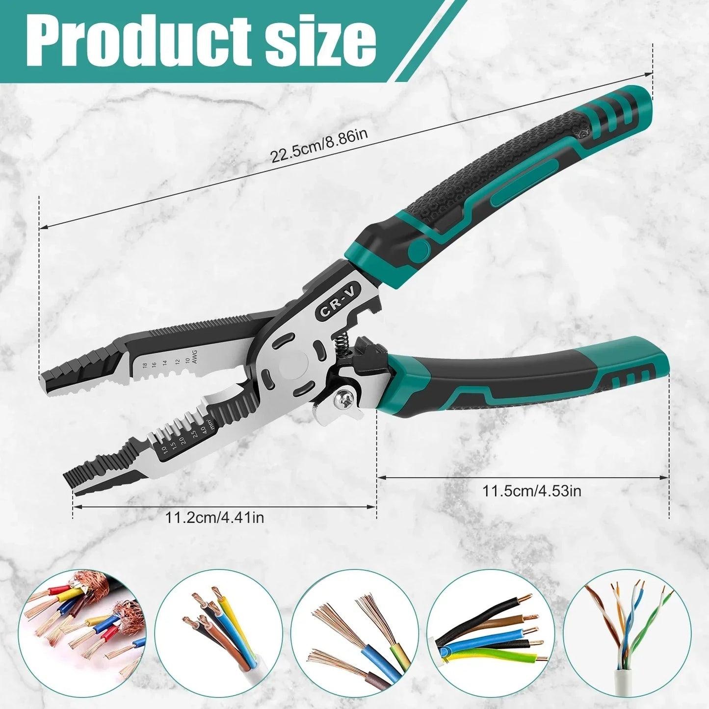 10 IN 1 Wire Stripper HCS Multifunctional Pliers Wire Crimper Cutting Deburring Tool for Electrician Industry Household
