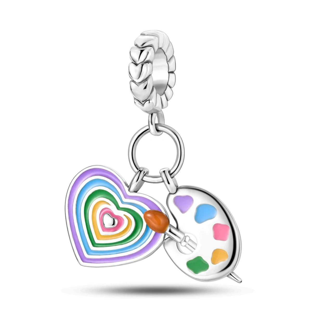 925 Sterling Silver Artist Brush Tools Color Palette Oil Painting Charms Beads Fit Original Bracelets DIY Jewelry Gifts
