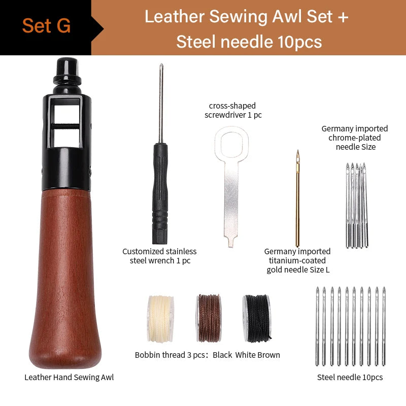 WUTA Leather Sewing Awl Thread Kit Hand Speedy Stitcher DIY Craft Working Tools Set Shoemaker Canvas Repair