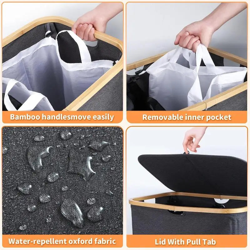 Foldable with lid, detachable double compartment, large capacity Oxford canvas storage box