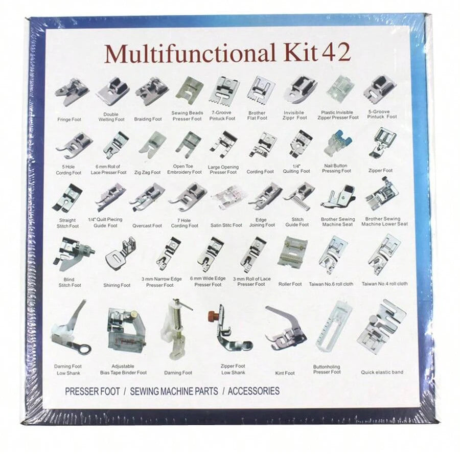 Sewing Machine Presser Feet Set 42 Pcs for Brother, Babylock, Singer, Janome, Elna, Toyota, New Home, Simplicity, Necchi, Kenmor