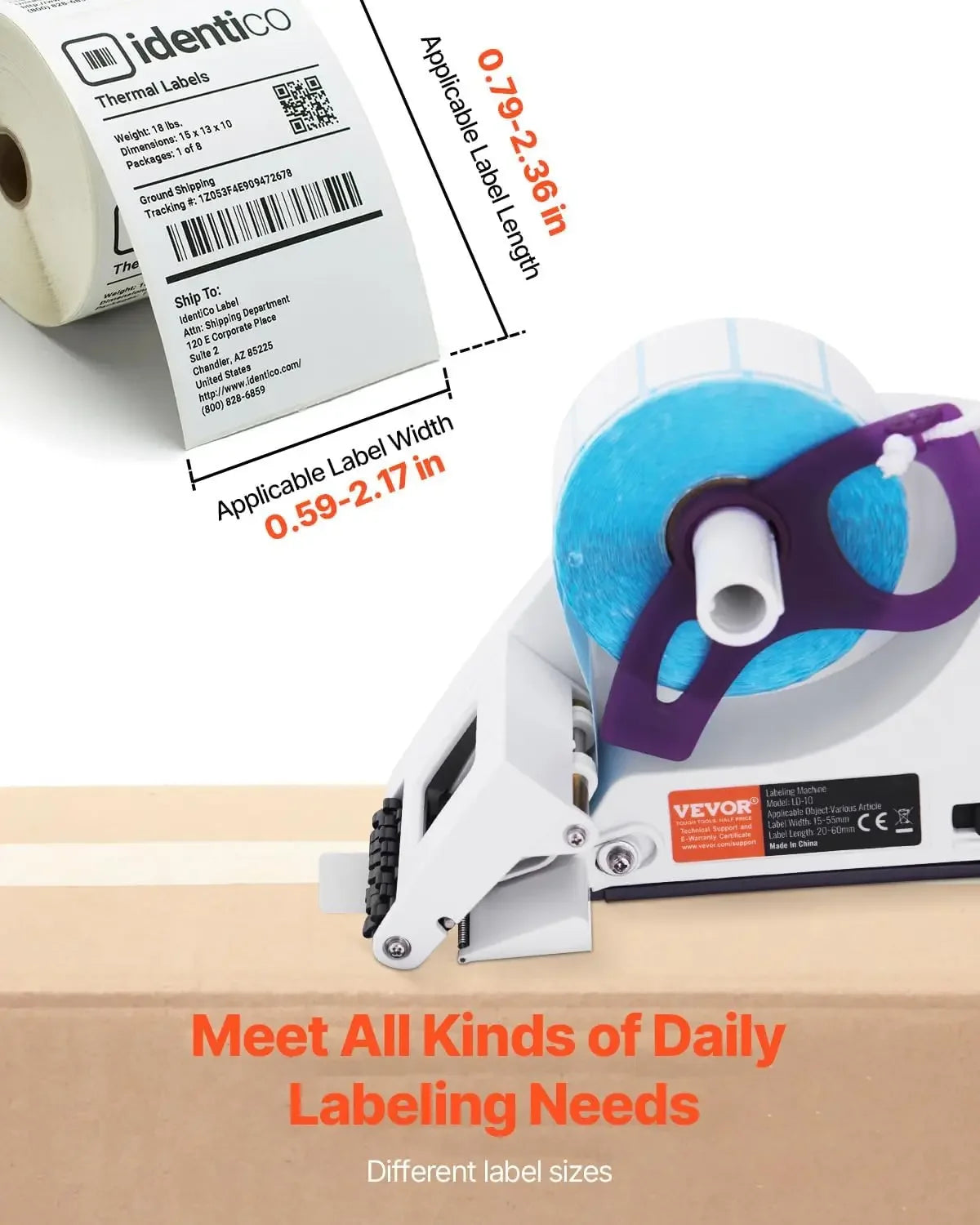 Manual Label Applicator , Portable Handheld Labeling Machine Supports 0.59-2.17" Label Width