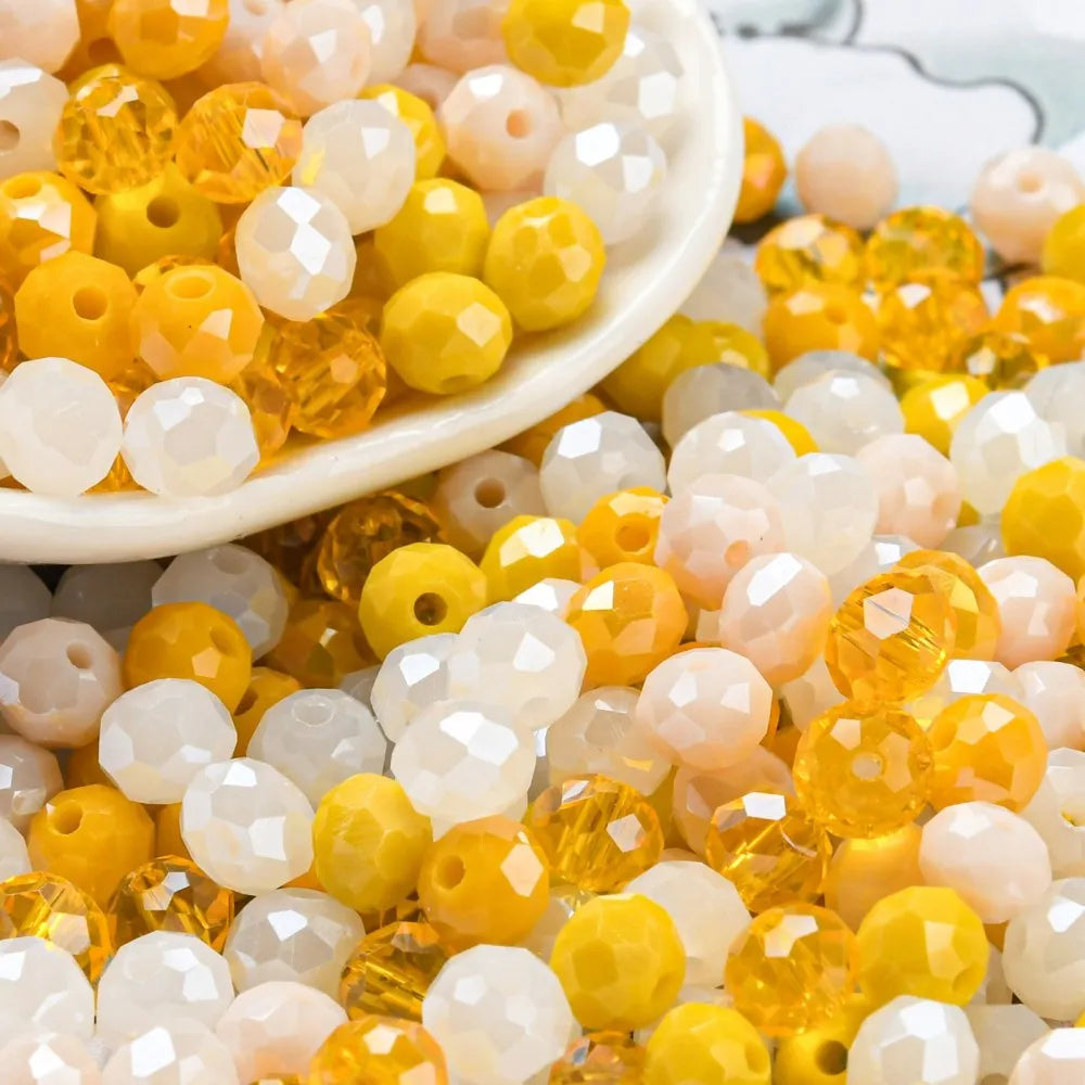 about 60g Faceted Glass Beads 4mm 6mm Rondelle Spacer Loose Beads for Earring Bracelet Necklace Jewelry DIY Craft Making