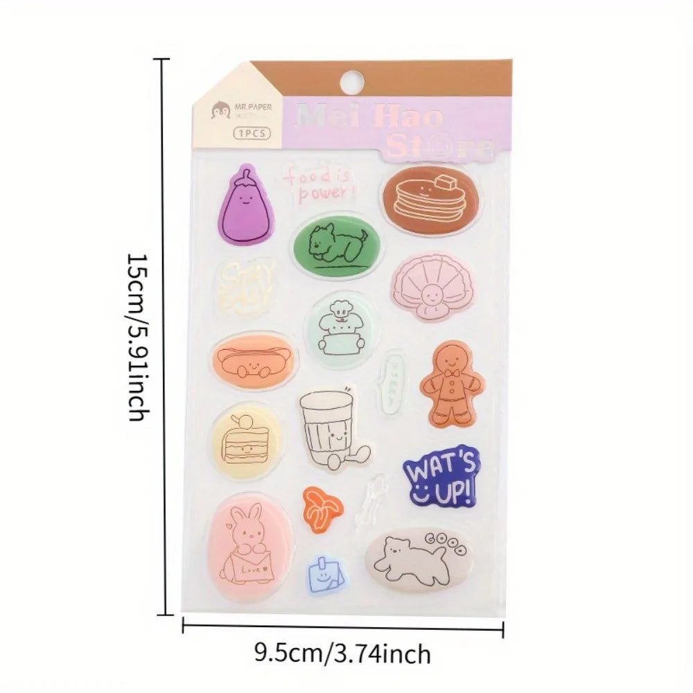 60 pieces of 4 epoxy flat account stickers in Korean cute style, DIY handbook decoration material goo card stickers