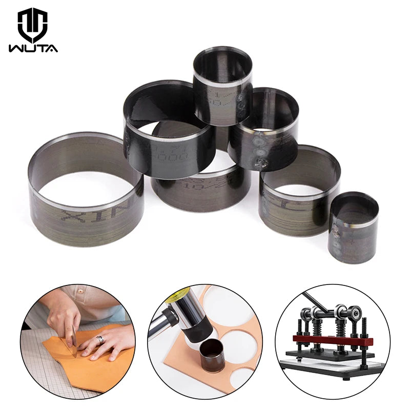 WUTA 7Pcs Sharp Leather Cutting Die Leather Circle Stencil Cutter Mold Round Hollow Hole Punch Set Paper Leather Craft Tools