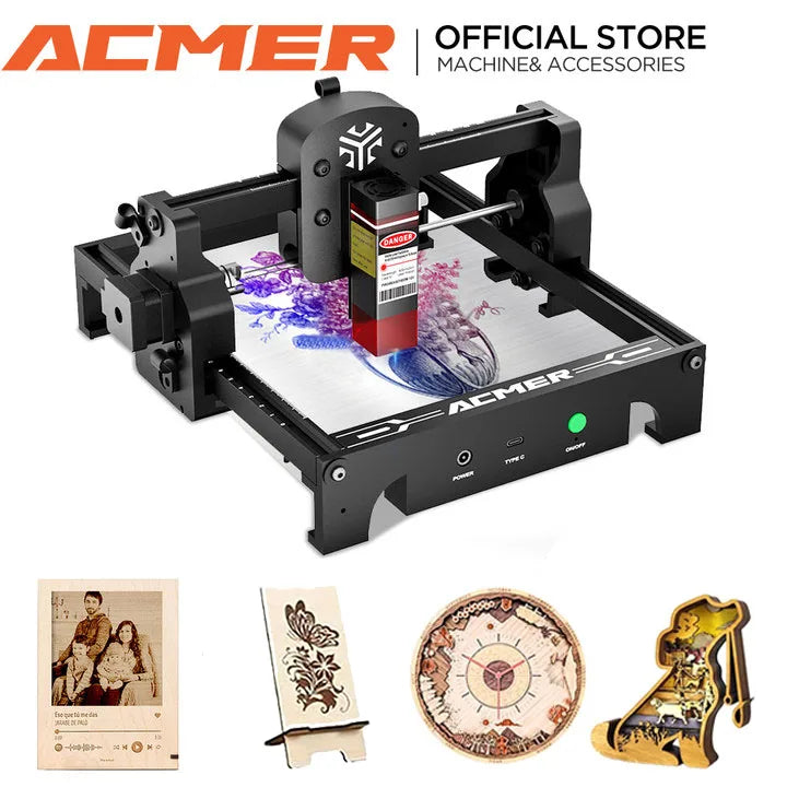 3W Laser Engraver Machine for DIY Wood Multi-Material ACMER S1 Portable Engraving Machine High Precision Engrave/Cut Wood