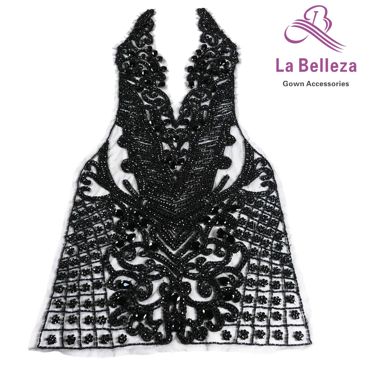 La Belleza New Pink rose gold silver AB luxury bodice crystal Rhinestone appliques 75X42CM