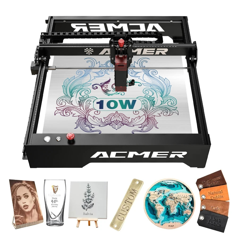 ACMER P1 10W Powerful Laser Engraver Machine With Wifi Control Laser Engraving Cutting Machine for Wood and Metal 400X410mm Size