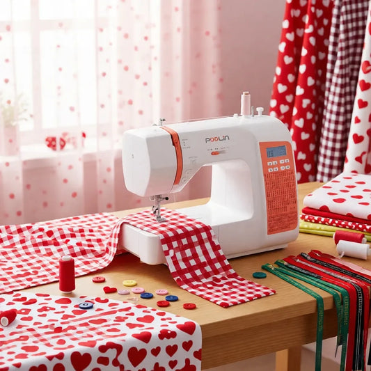 Poolin EOC02RE Sewing Machine for Beginners,Computerized Full Featured Machine Sewing with 200 Stitches,7 Feet,LCD Display