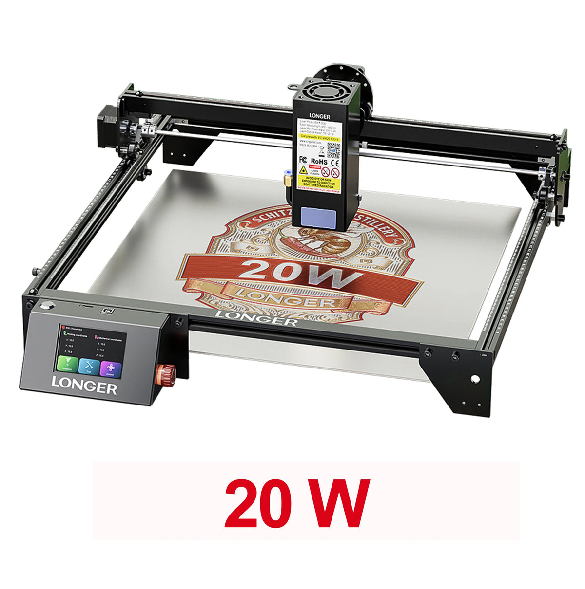 LONGER 20W Laser Engraver & Cutter 400x365mm WiFi Touchscreen Laser Engraving Machine for Wood Acrylic Leather Metal DIY Workshop LightBurn LaserGRBL Compatible