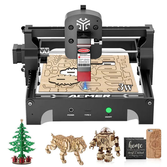 3W Laser Engraver Machine for DIY Wood Multi-Material ACMER S1 Portable Engraving Machine High Precision Engrave/Cut Wood