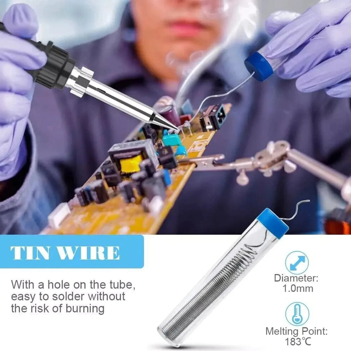 90W Digital Soldering Iron Kit with LCD Display, Adjustable Temperature Electric Soldering Iron, Fast Heating Welding Tool with 5 Replaceable Tips & Solder Wire for Electronics Repair, DIY & Circuit Board Work