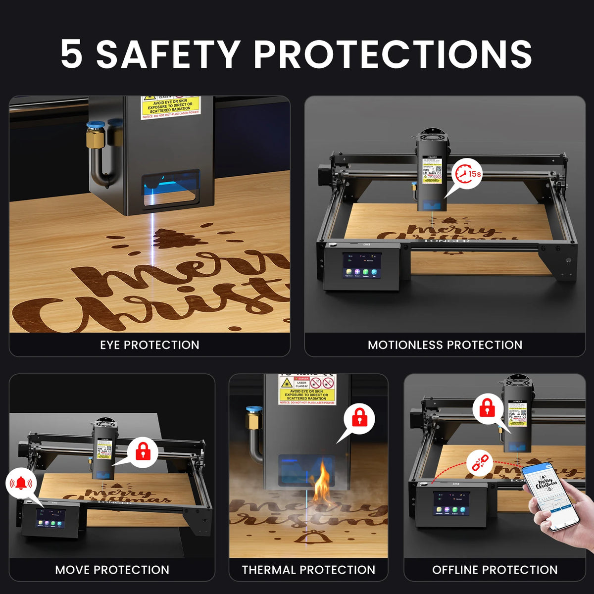 LONGER 20W Laser Engraver & Cutter 400x365mm WiFi Touchscreen Laser Engraving Machine for Wood Acrylic Leather Metal DIY Workshop LightBurn LaserGRBL Compatible