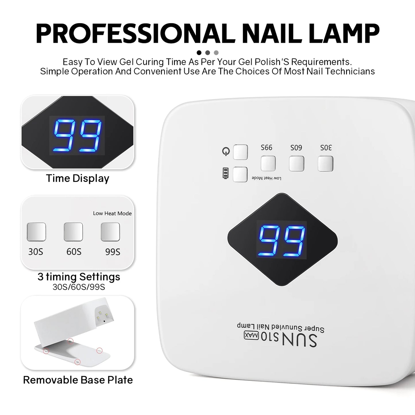 Rechargable UV LED Nail Lamp Dryer With HD Display Smart Nail Drying Lamp for Fast Dry Curing All Gel Nail Polish Manicure Tools