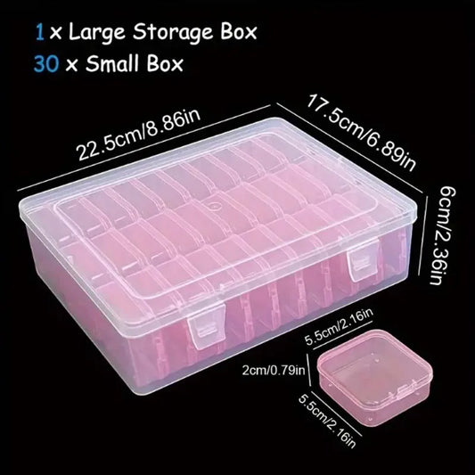 Durable 45-Compartment Clear Plastic Organizer Box - Small Storage Containers for Beads, Jewelry & Small Items