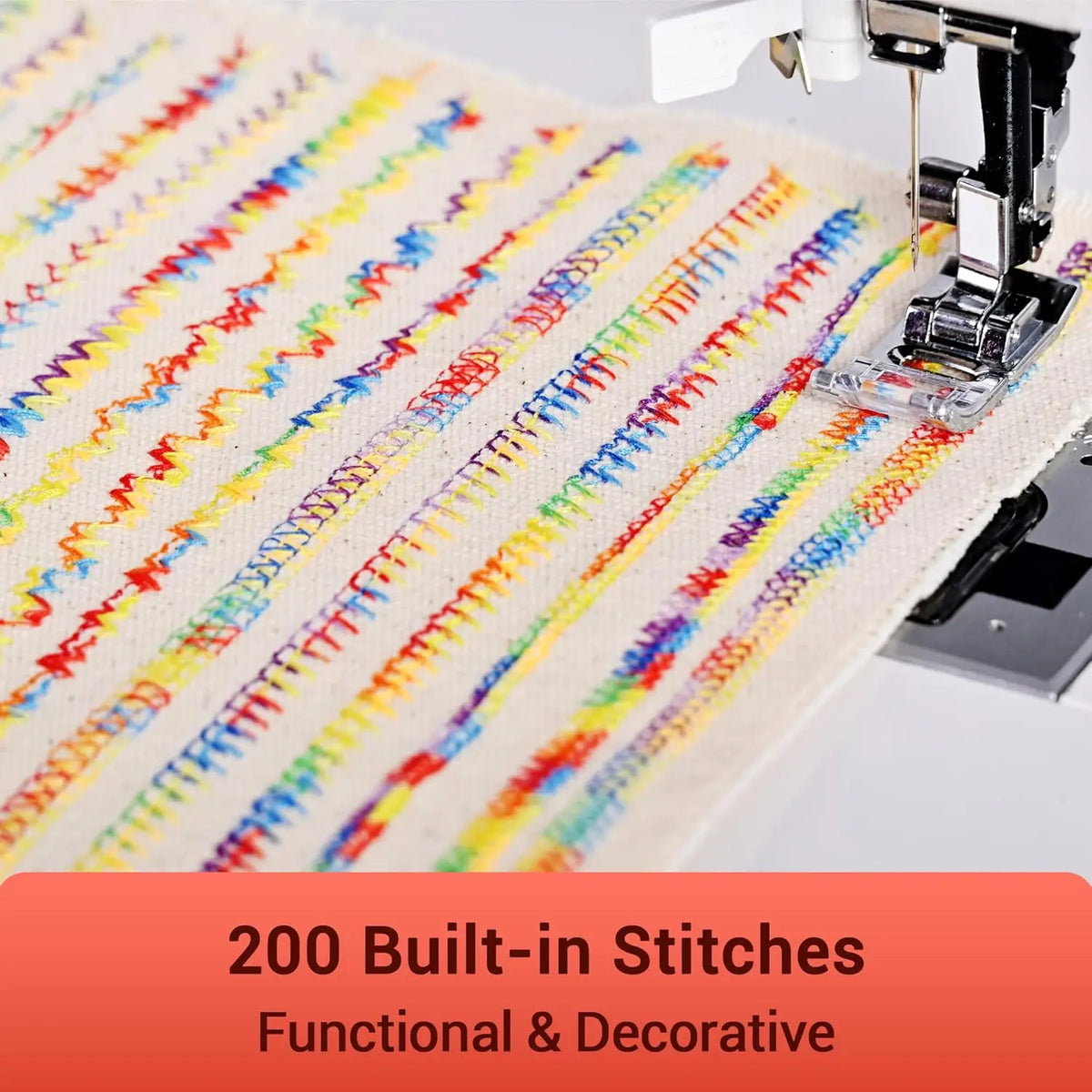 Poolin EOC02RE Sewing Machine for Beginners,Computerized Full Featured Machine Sewing with 200 Stitches,7 Feet,LCD Display