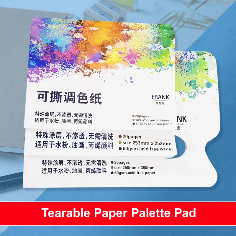 Artist Disposable Tear-Off Palette Paper Paint Palette Paper Pad for Artist Gouache Acrylic Oil Painting Watercolor Art Supplies