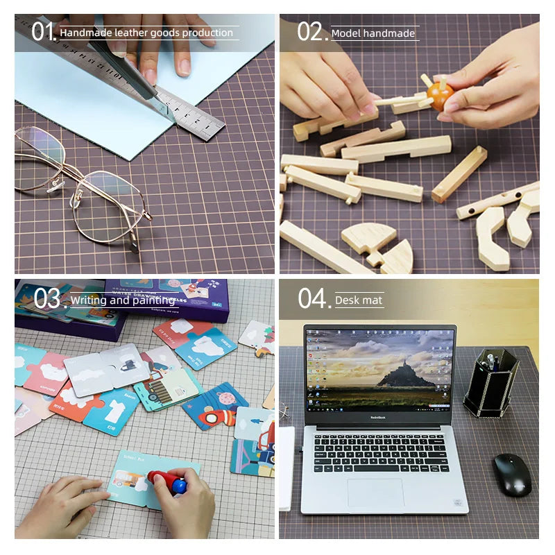 WUTA New Fabric Cutting Mat, Leather Cutting Board A1 A2 A3 A4 A5 Professional Self Healing Quality Double-Sided  Craft Tool Set