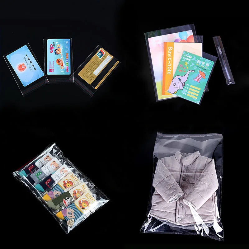 Thick Clear Self adhesive Cellophane packing Bags Transparent Small Self Sealing Plastic Package storage bag Resealable poly Bag