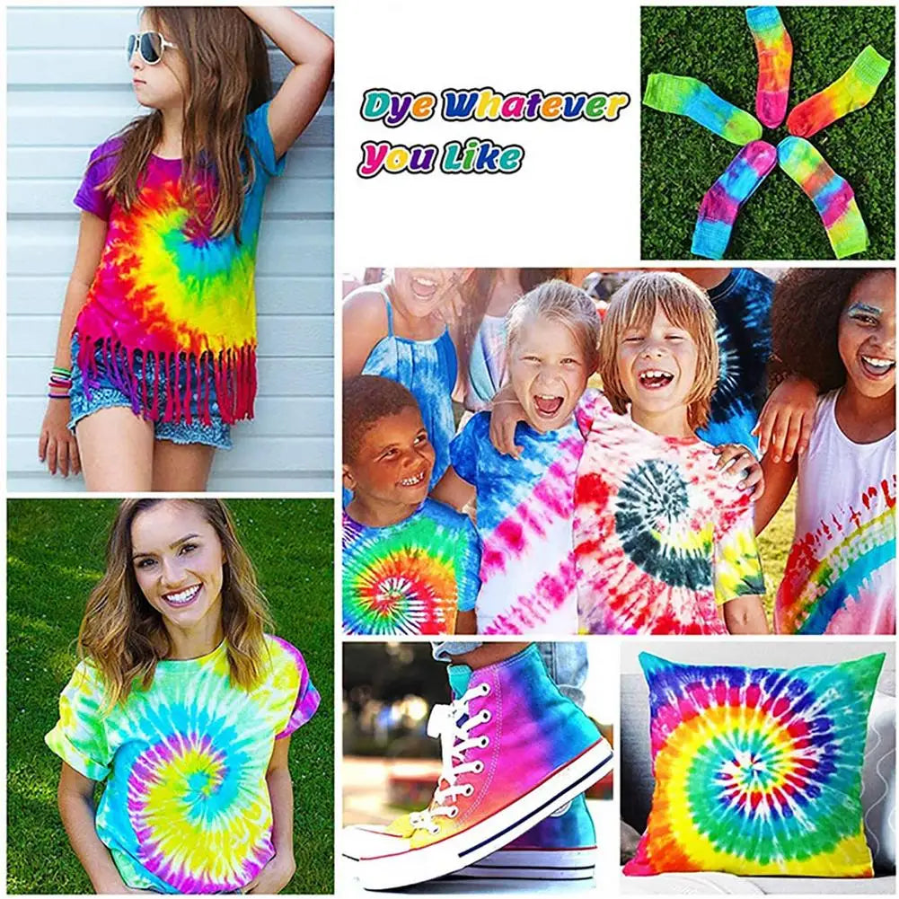 Tie Dye Kit 24 Colors DIY Garment Graffiti Fabric Textile Paint Rainbow Pigment Fabric Clothes Tie Dye Set