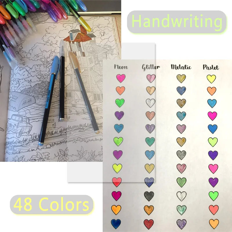 48 Colors Sketch Pen Marker Painting Drawing Stationery Color Brush Pen Kawaii Art Markers Stationery Crafts Brush Pens Set Gift