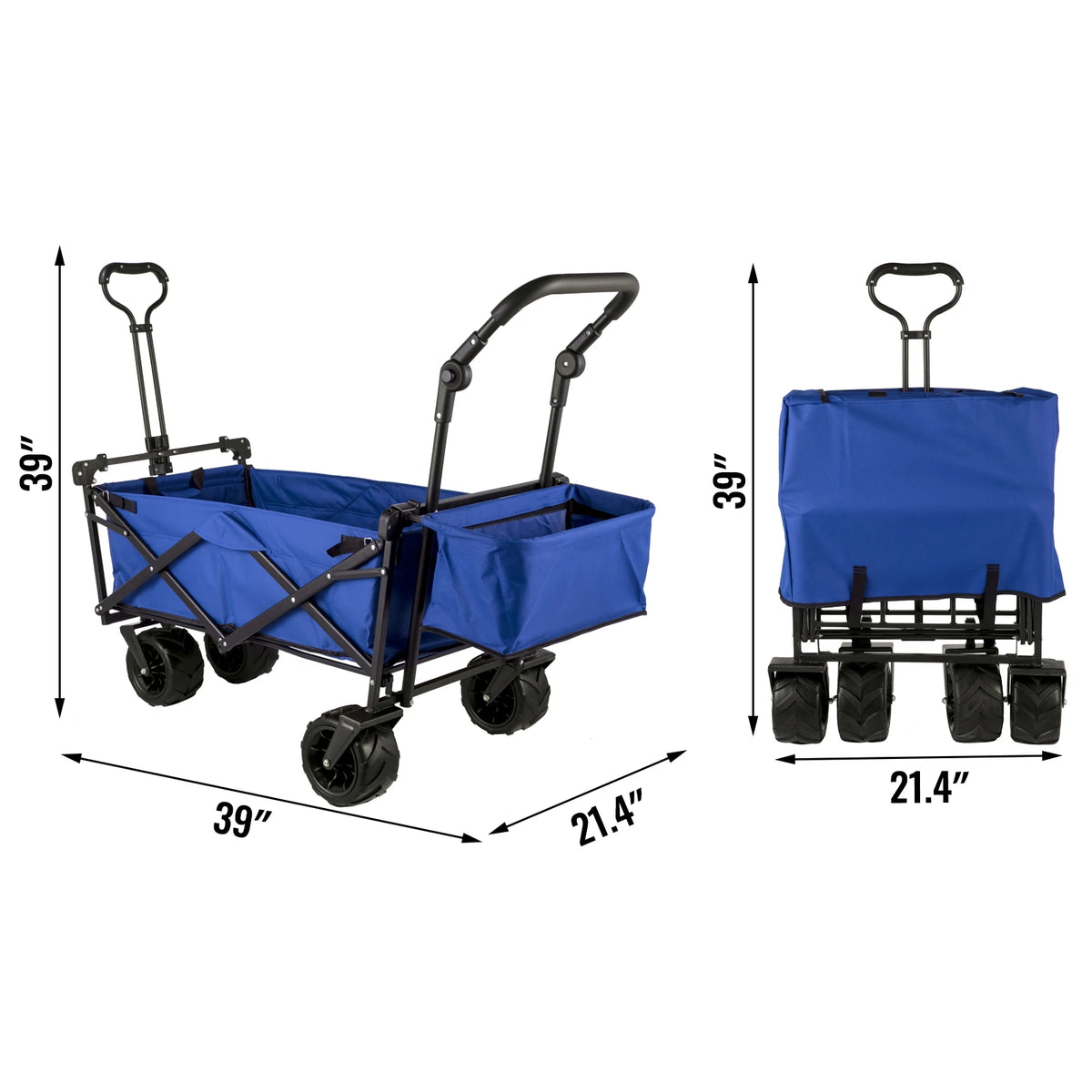 SucceBuy Folding Wagon Cart Adjustable Handle Bar Removable Canopy Oxford Cloth Collapsible Shopping Outdoor Camping Beach Cart