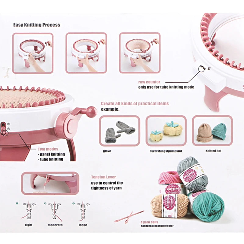 Manual Automatic Knitting Machine DIY Wool Crochet Scarf Sweater Adult Children Hats Socks Artifact Knitting Tools 22/40/48 Need
