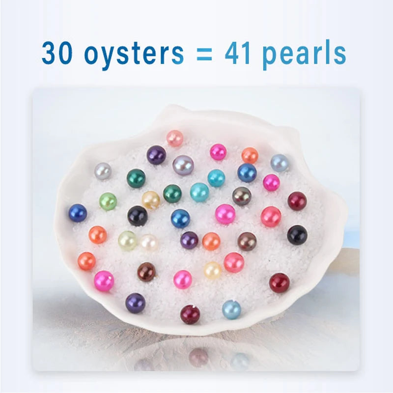 CLUCI 30pcs 6-8mm Mix 20 Colors Round   Akoya Saltwater Pearl Beads Oysters with Pearls