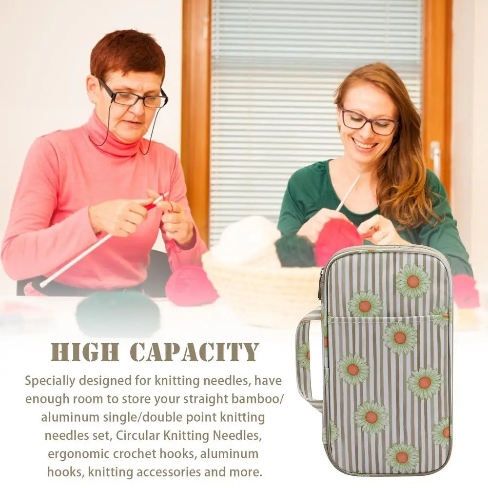 Knitting Needles Case Travel Pouch Organizer Storage Bag for Circular Knitting Needles Scissors Crochet Hooks Sewing Accessories
